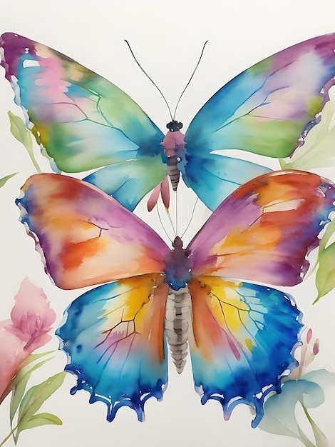 Watercolor butterfly soft beautiful background AI generated