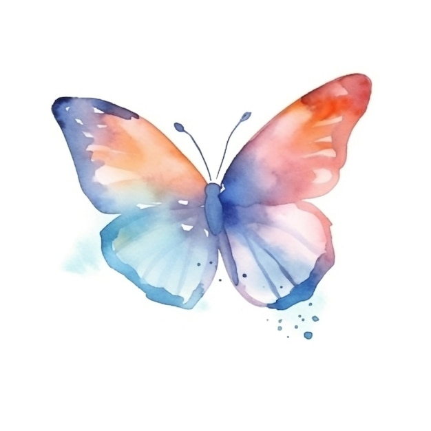 Photo watercolor butterfly on a white background.