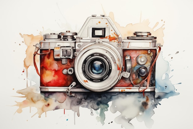 watercolor of camera by Generative AI
