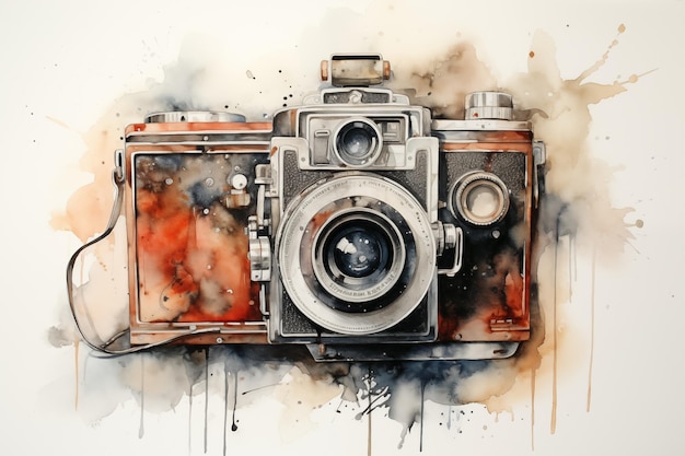 watercolor of camera by Generative AI