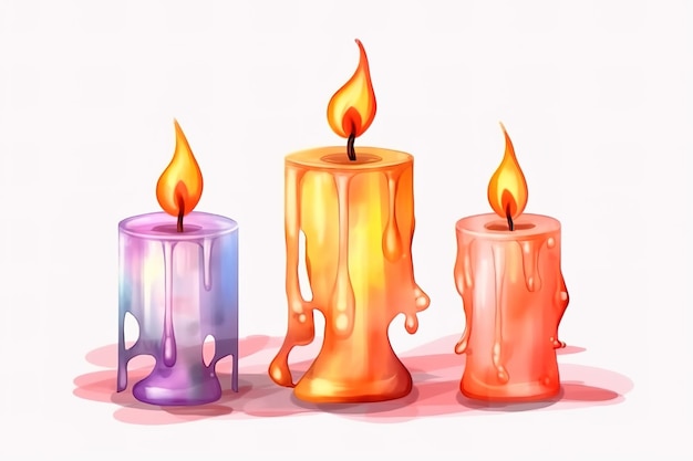 Photo watercolor candles illustration