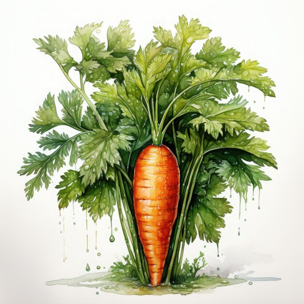 Watercolor Carrot Clipart illustration Generative Ai