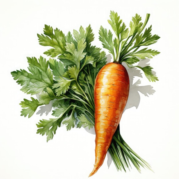 Watercolor Carrot Clipart illustration Generative Ai