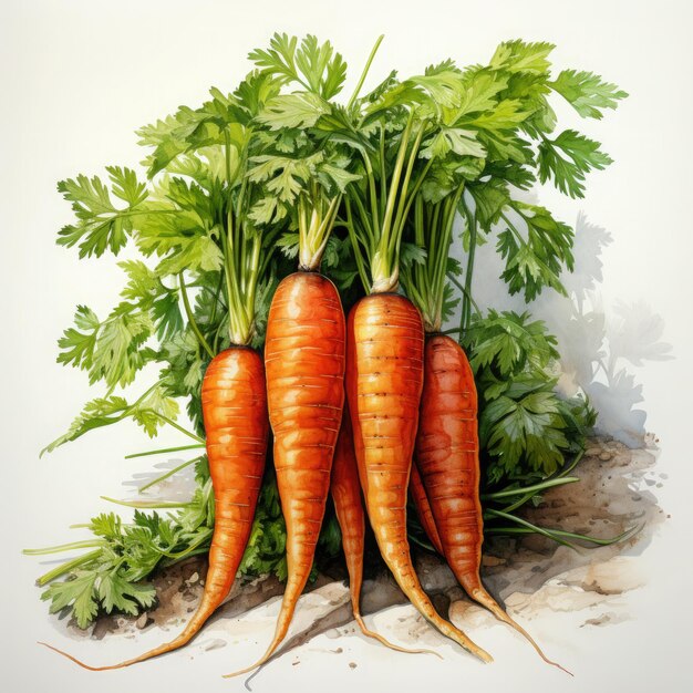 Watercolor Carrot Clipart illustration Generative Ai