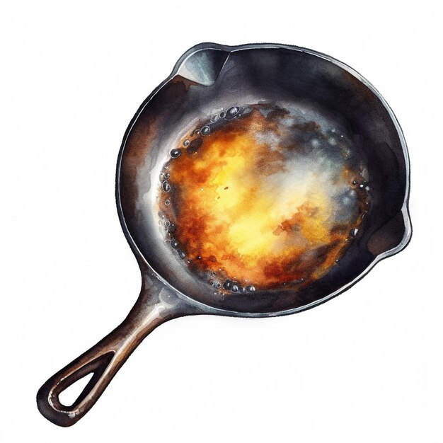 Watercolor cast iron skillet