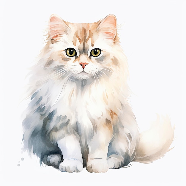 Premium AI Image | Watercolor cat clip art on white background