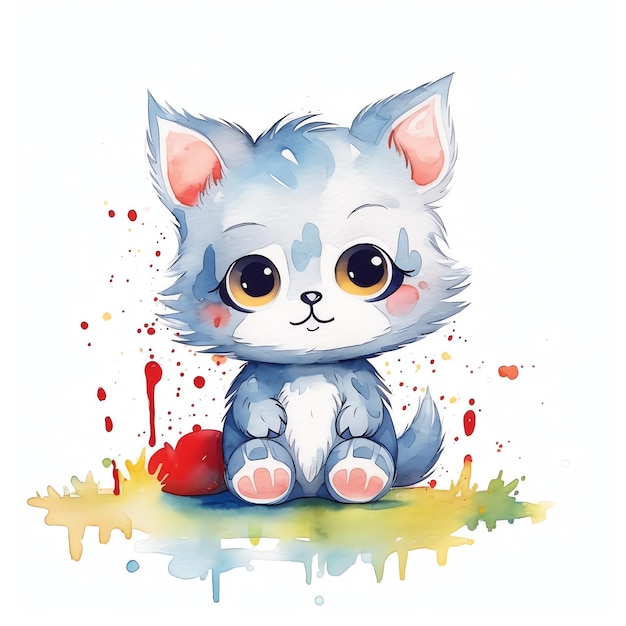 A watercolor of a cat