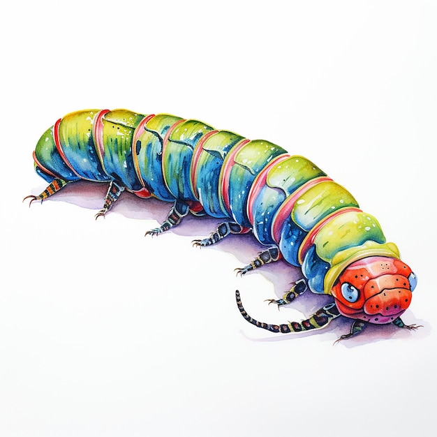 Photo watercolor caterpillar no background