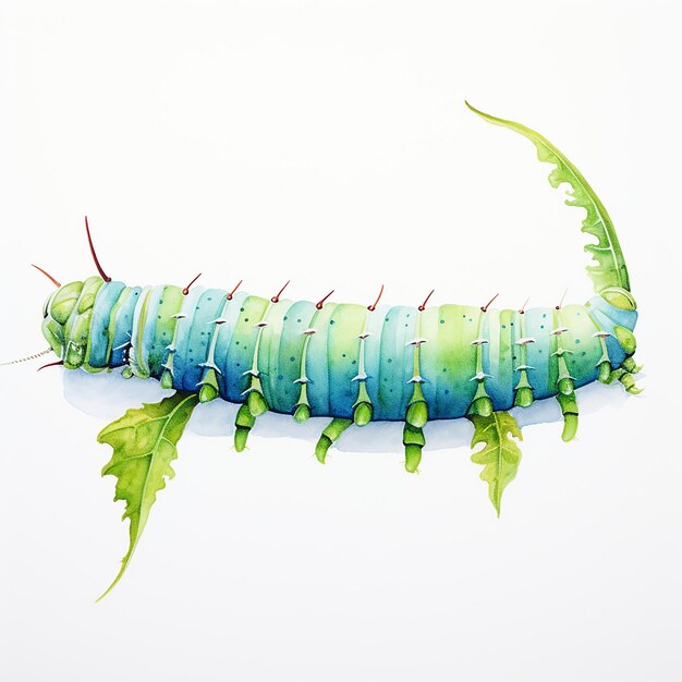 Photo watercolor caterpillar no background