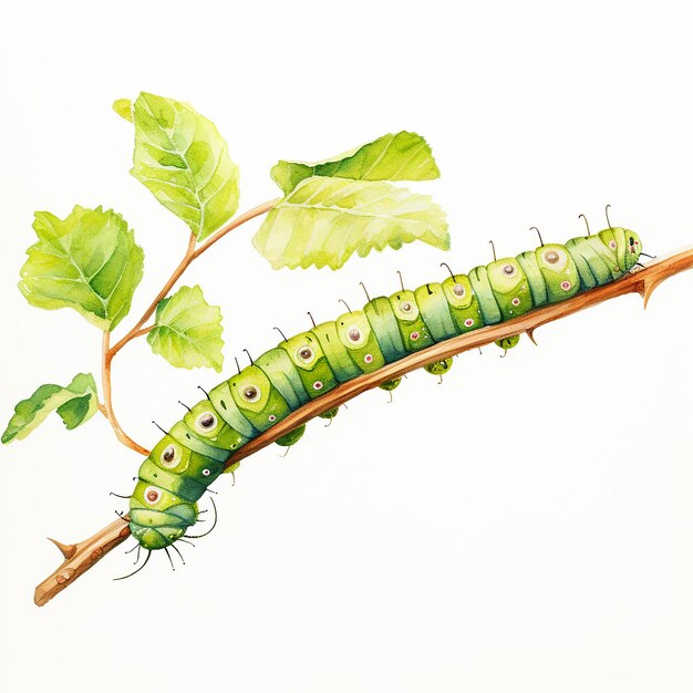 Photo watercolor caterpillar no background