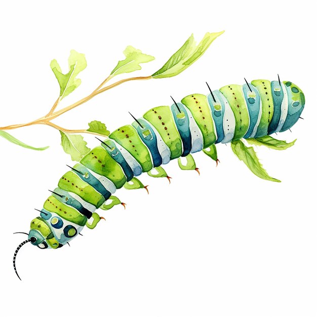 Photo watercolor caterpillar no background