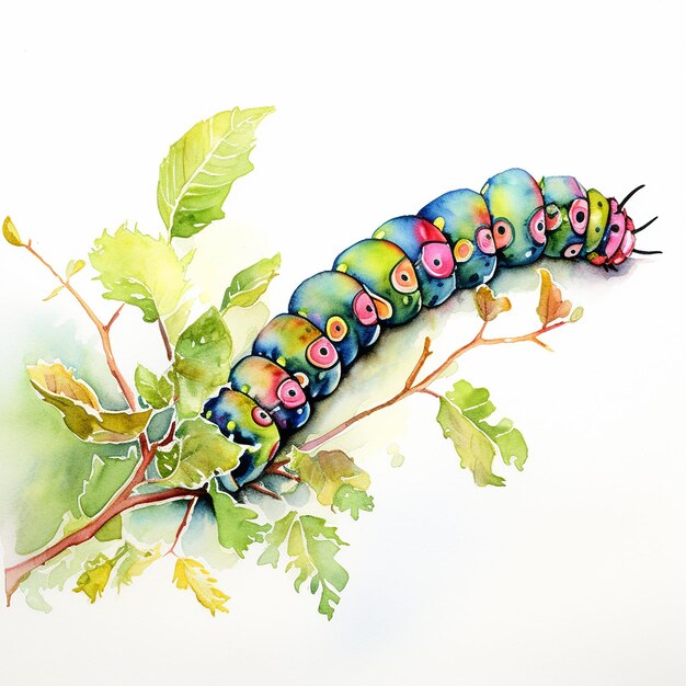 Photo watercolor caterpillar