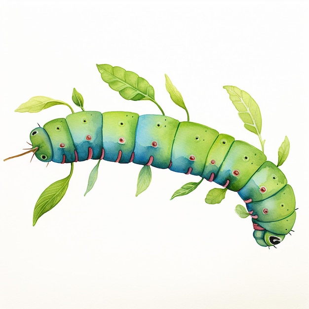 Photo watercolor caterpillar