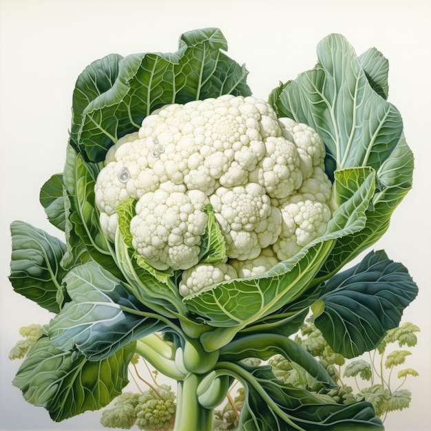 Watercolor Cauliflower Clipart illustration Generative Ai