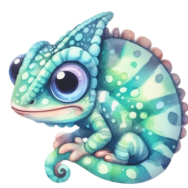 Watercolor chameleon Clipart