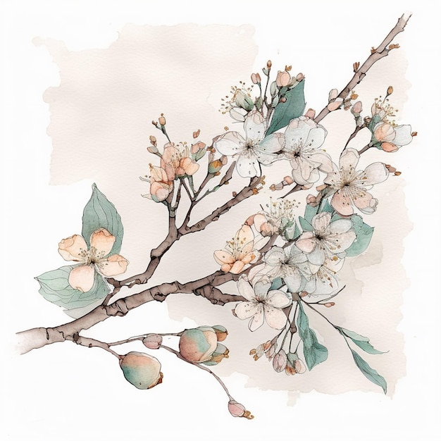 Watercolor Cherry Blossom Design