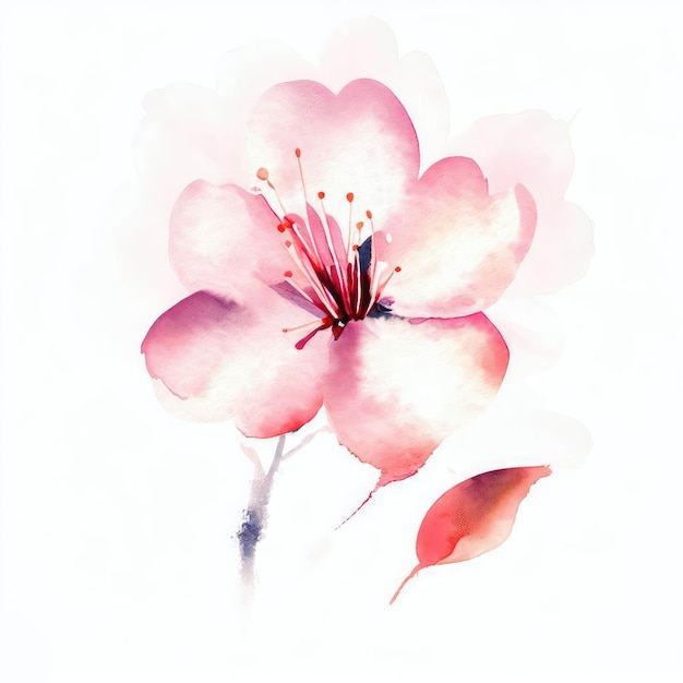 Watercolor Cherry flowers a cherry blossom isolated on white background