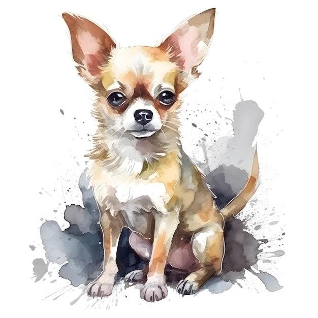 Watercolor of a chihuahua dog.