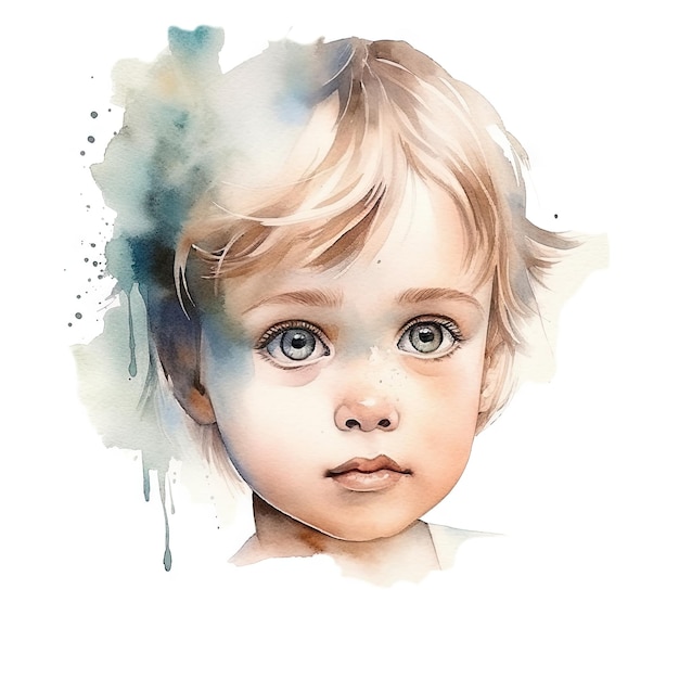 Watercolor of a child's face