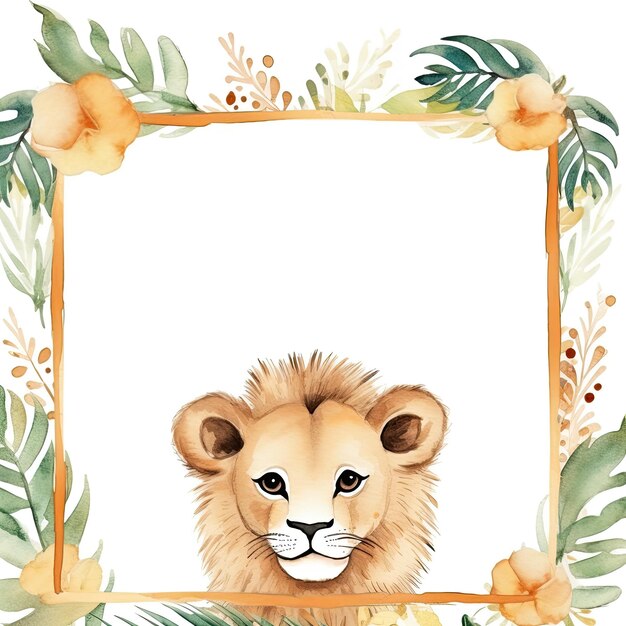 Photo watercolor childish frame with animals illustration ai generativexa