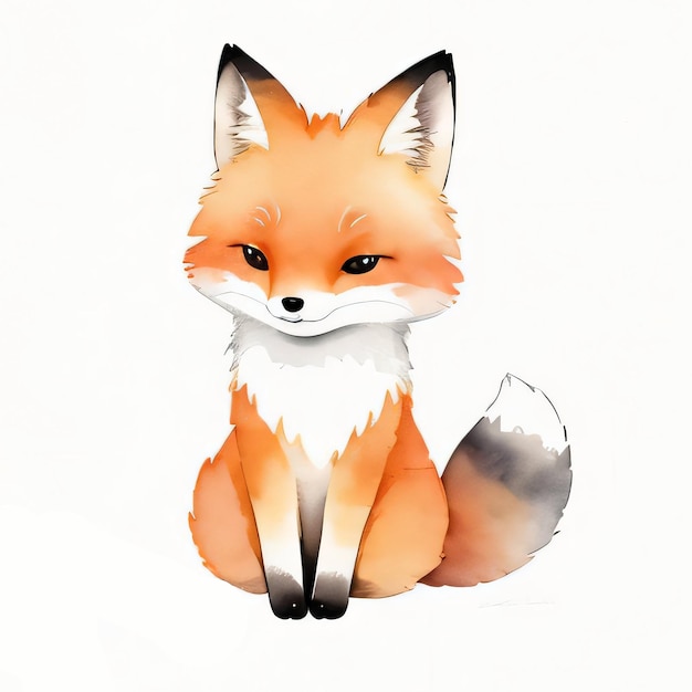 Акварельная детская иллюстрация с милым клипартом лисы