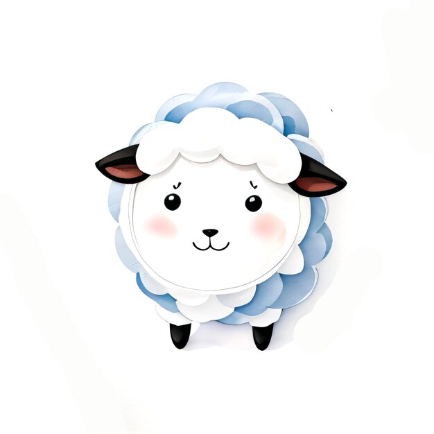 Photo watercolor children illustration with cute sheep clipart