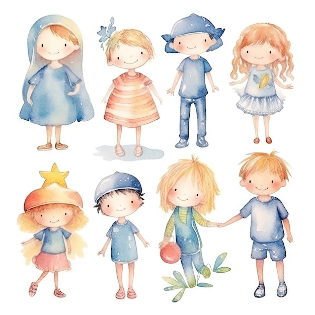 Watercolor of children's drawings