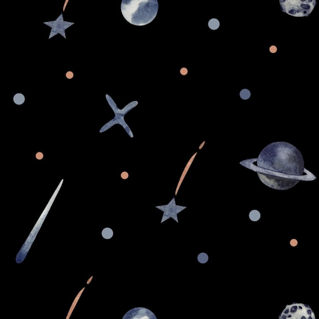 水彩画の子供たちの星の宇宙空間の背景