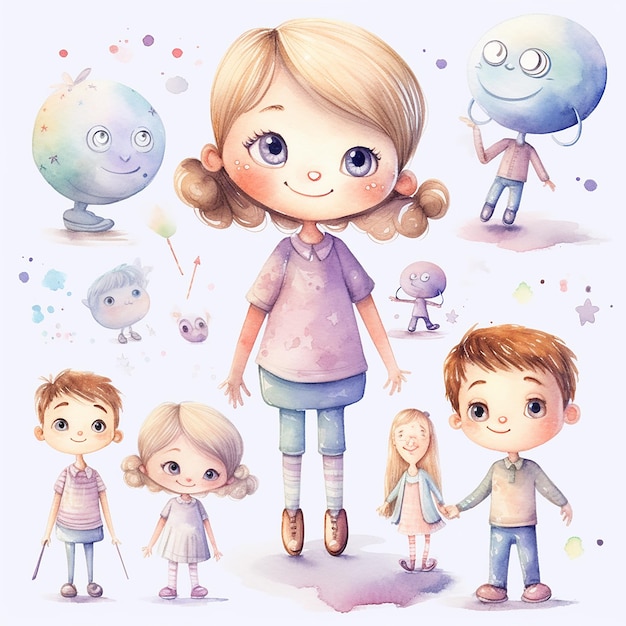 Photo watercolor childrens illustration