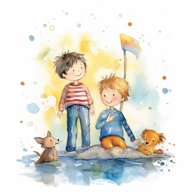 Photo watercolor childrens illustration