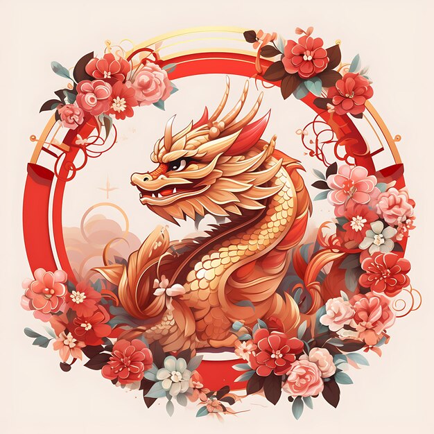 Акварель Китайская тема Милый дракон Традиционная свадебная церемония творческие произведения искусства