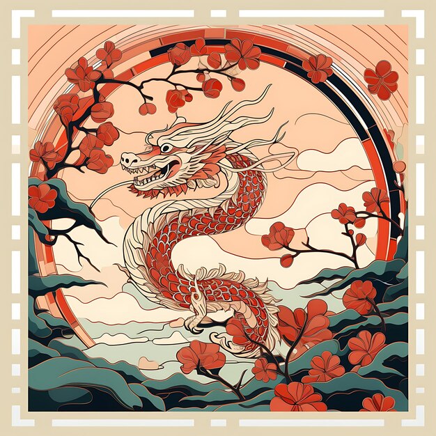 Watercolor China Theme Dragon Ceramic Tile Frame Ceramic Tile Art Tile Mosaic Drago creative arts