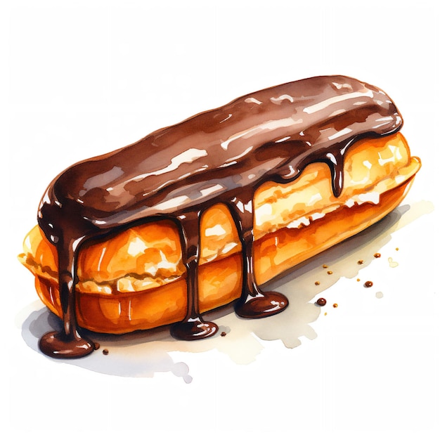 watercolor Chocolate eclair illustration