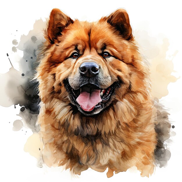 Photo watercolor chow chow clipart generative ai