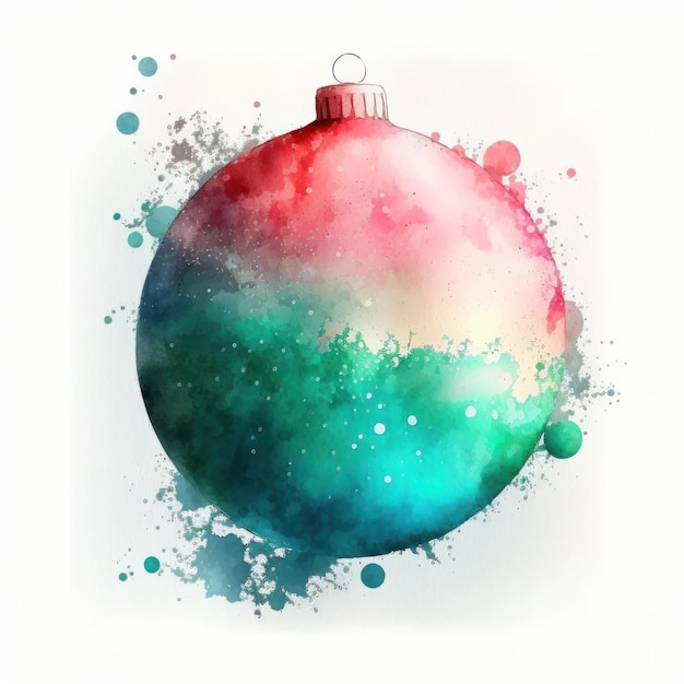 Watercolor Christmas ball decoration Illustration AI GenerativexA