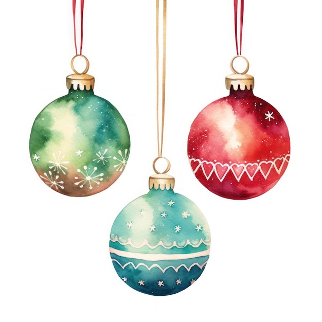 Watercolor Christmas ball isolated