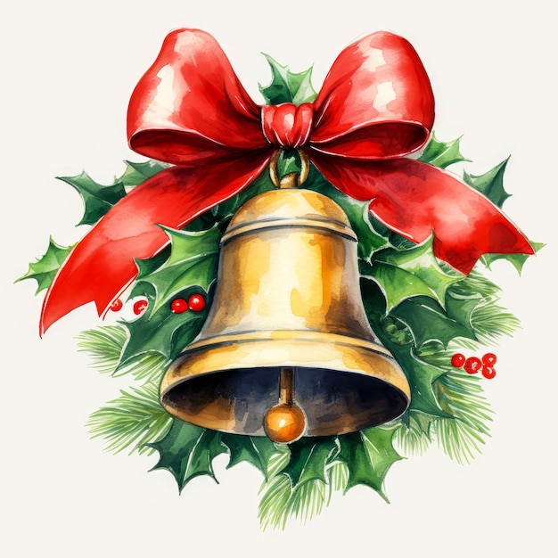 Watercolor Christmas Bell