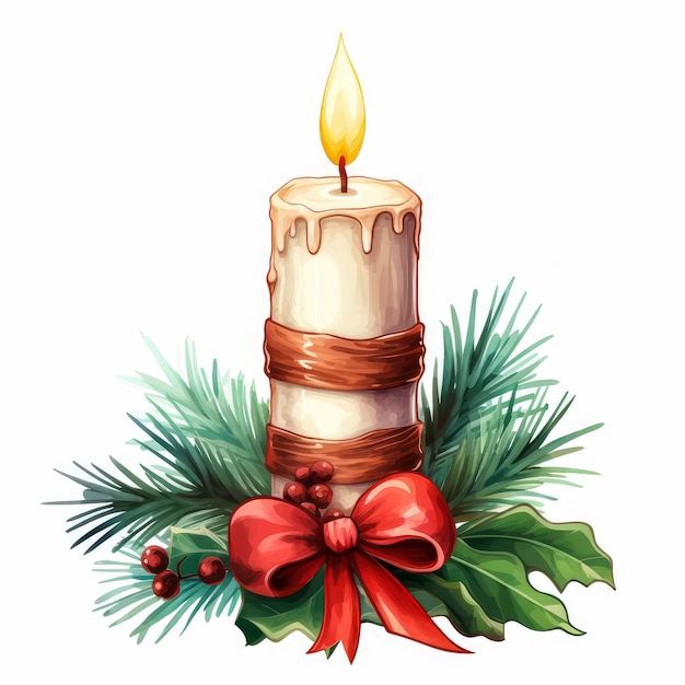 Photo watercolor christmas candle