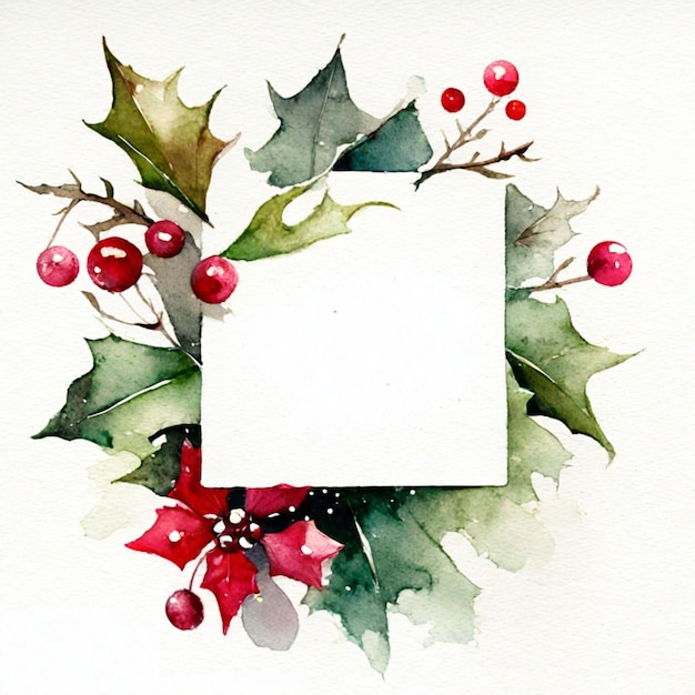 Watercolor Christmas card Generative AI