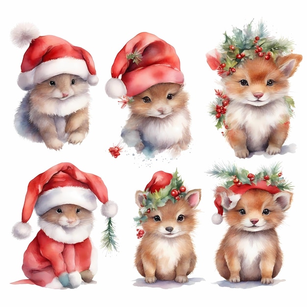 Watercolor Christmas Charm in the Fox's Footsteps