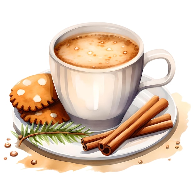 Watercolor Christmas Coffee Cup Clipart