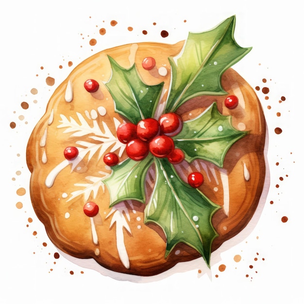 watercolor Christmas cookie isolated