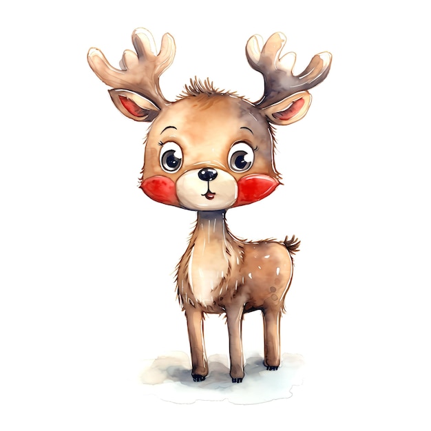 Photo watercolor christmas deer clipart ai generated