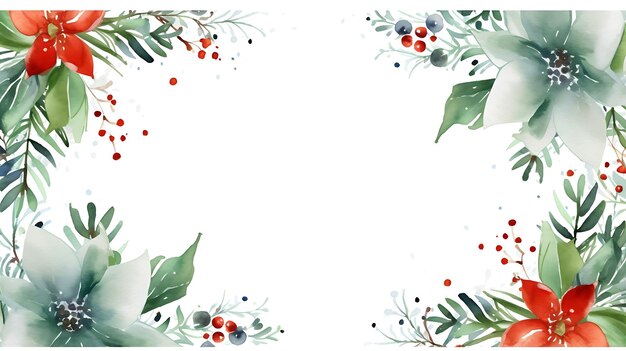 watercolor christmas frame with blank white space