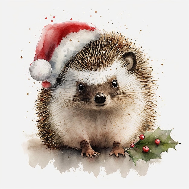 Foto acquerello di natale hedgehog clipart