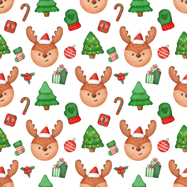 Watercolor christmas seamless patterns.