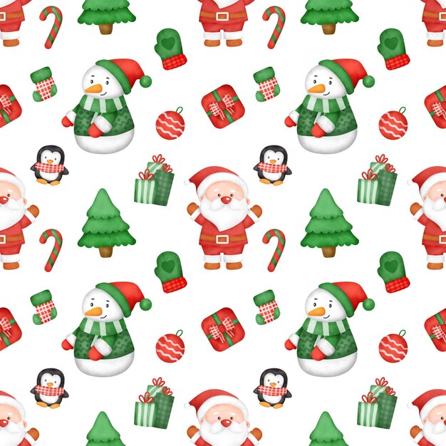 Watercolor christmas seamless patterns.