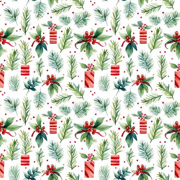 Photo watercolor christmas seampless pattern perfect as digital paper wrapping paper fabric wallpaper scrapbooking