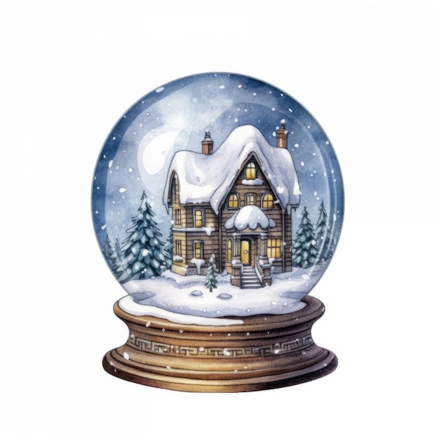 watercolor christmas snow globes