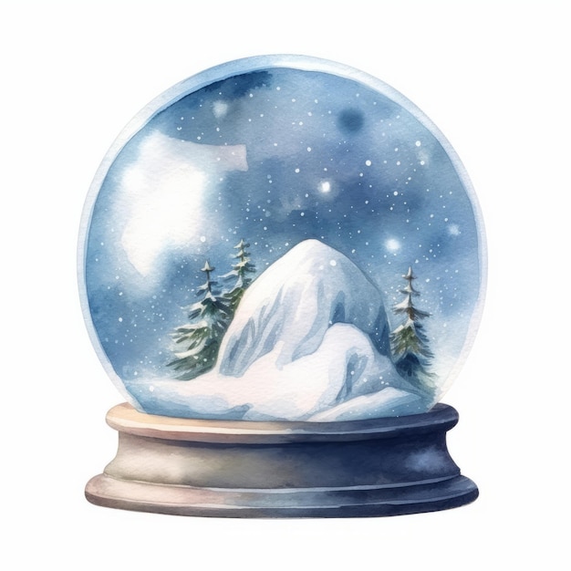 watercolor christmas snow globes